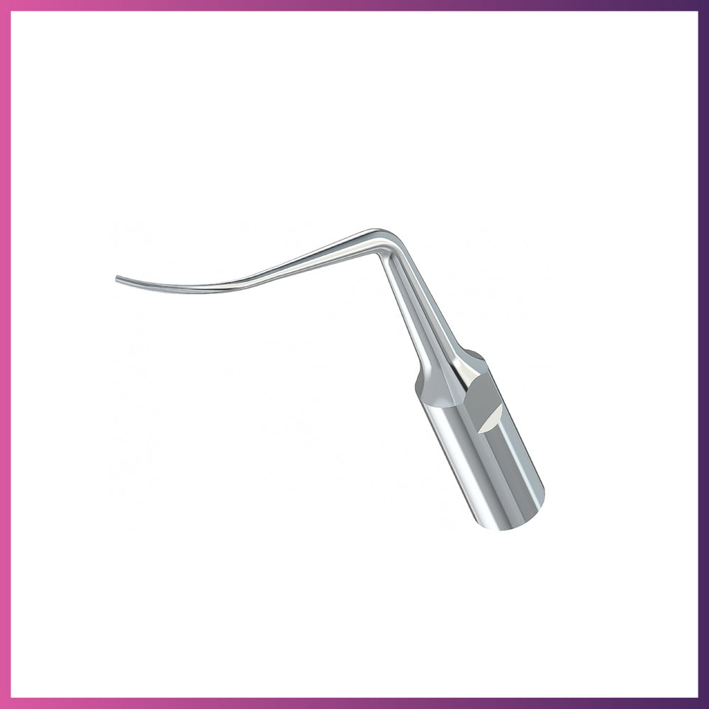 A dental ultrasonic tip with a right-angled design, intended for periodontal procedures.