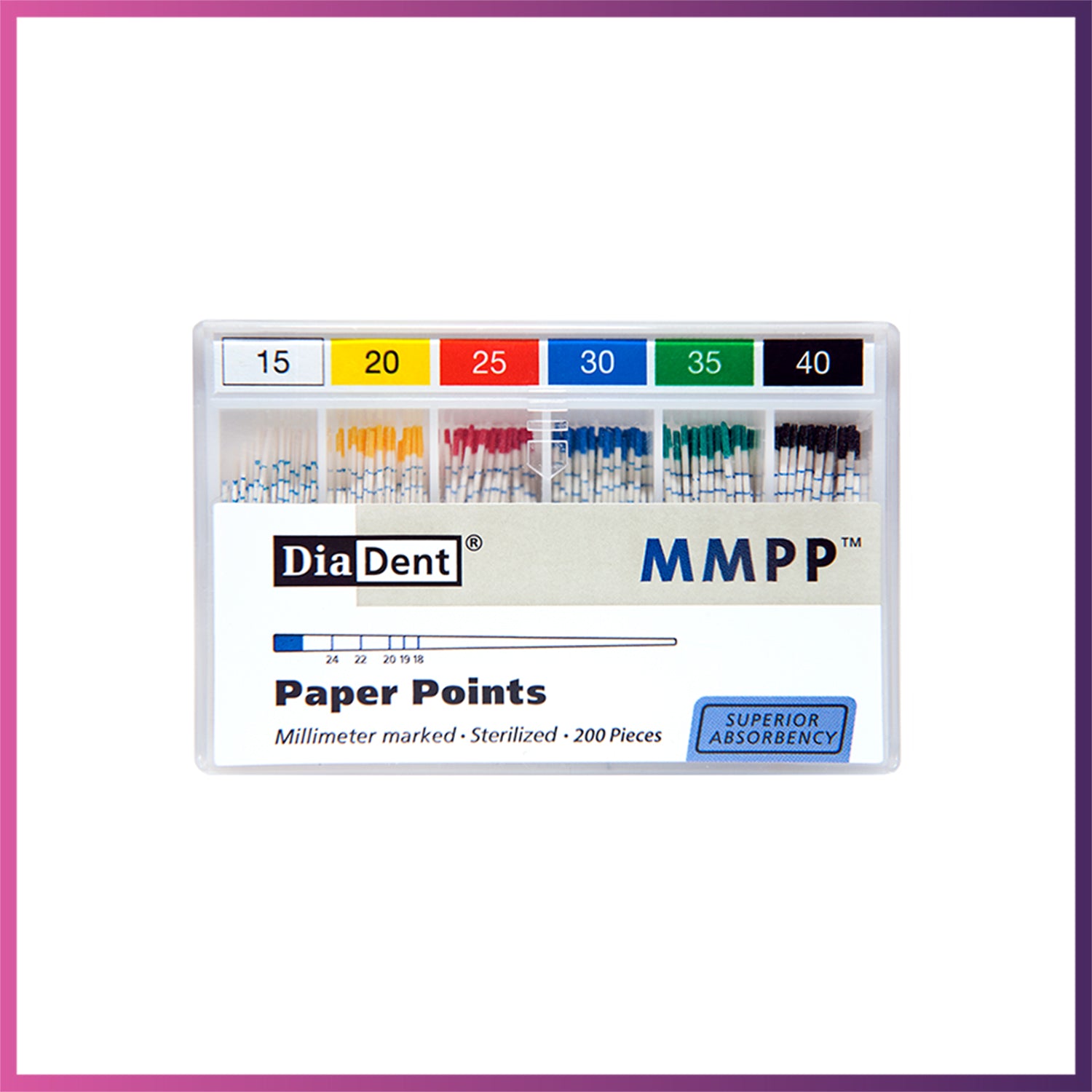 DiaDent mm-Marked Paper Points - (ISO Sizes/.02 Taper)