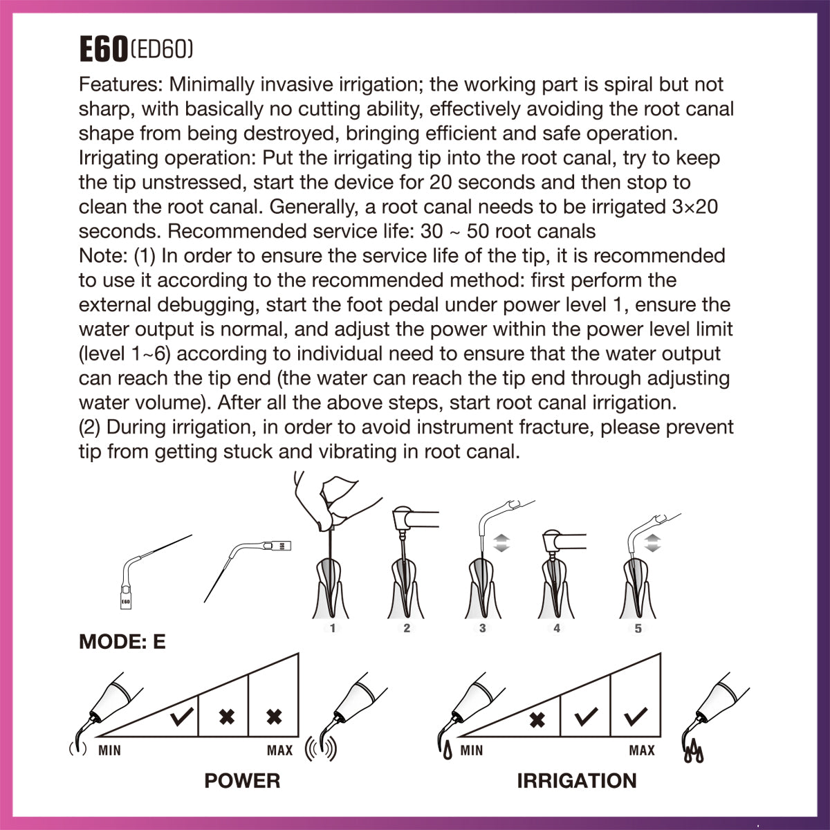 Pointe d'endodontie Woodpecker / DTE - ED60