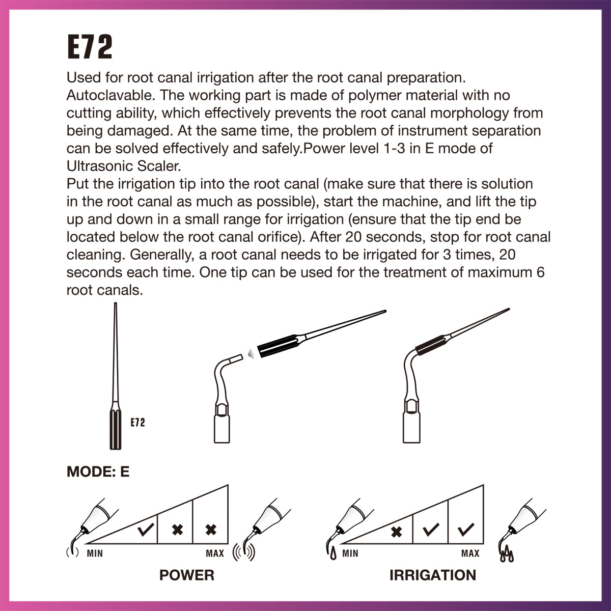 DTE Endodontics Polymer Tips – E72 (10 per pack)