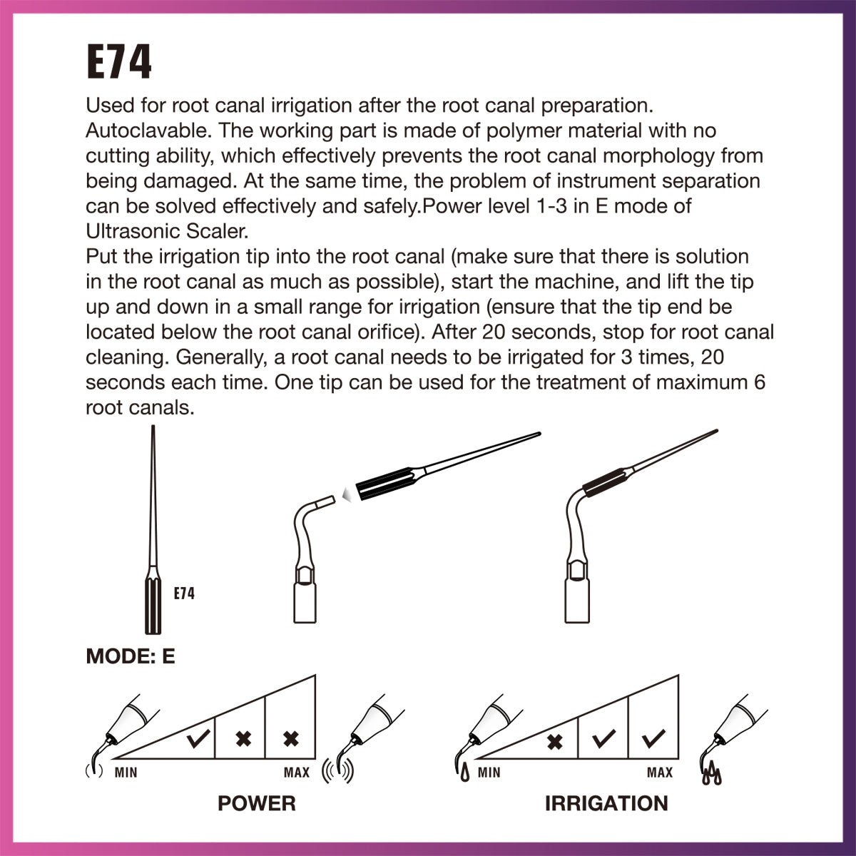 DTE Endodontics Polymer Tips – E74 (10 per pack)