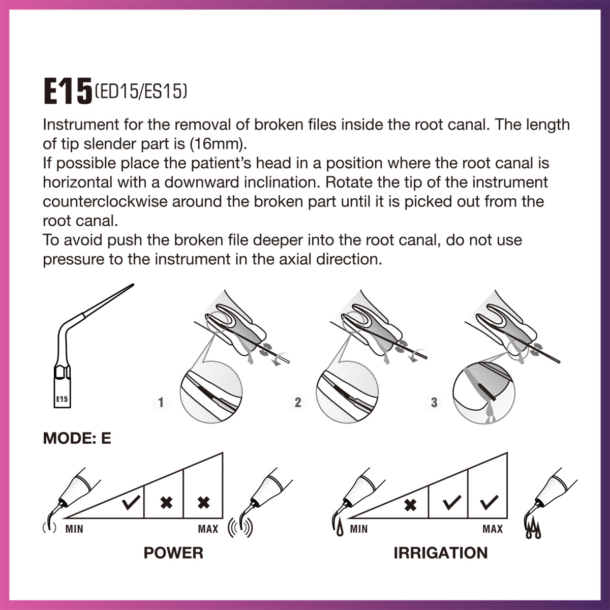 Pointe d'endodontie Woodpecker / DTE - ED15