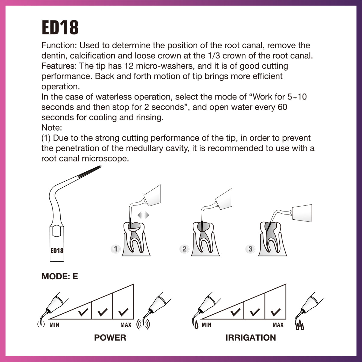 Pointe d'endodontie Woodpecker / DTE - ED18