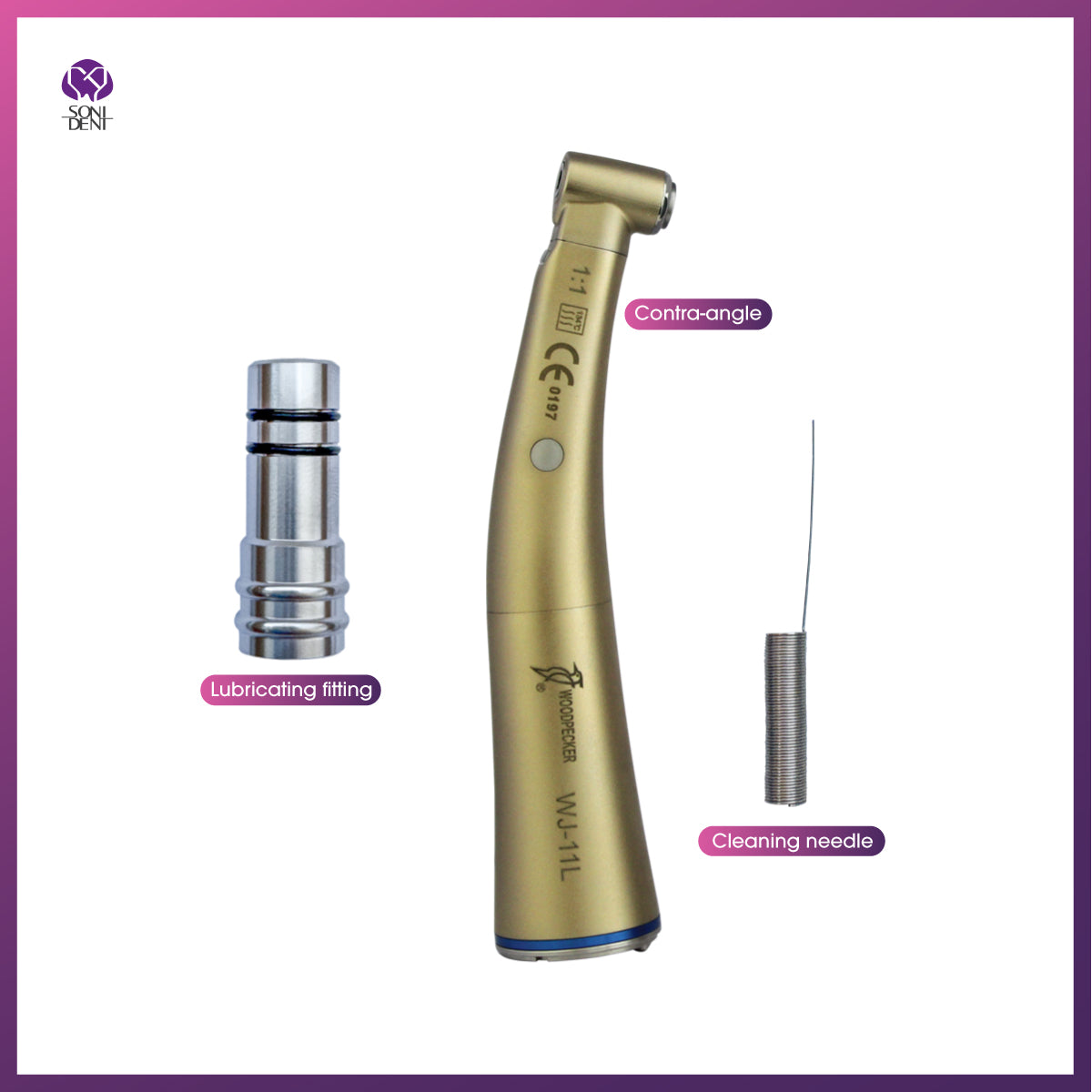 Woodpecker / DTE 1:1 Slow Speed Handpiece (WJ-11L)