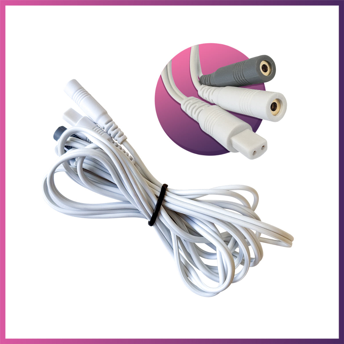A set of white measuring wires for endodontic procedures with different connection types, displayed alongside their corresponding connectors.