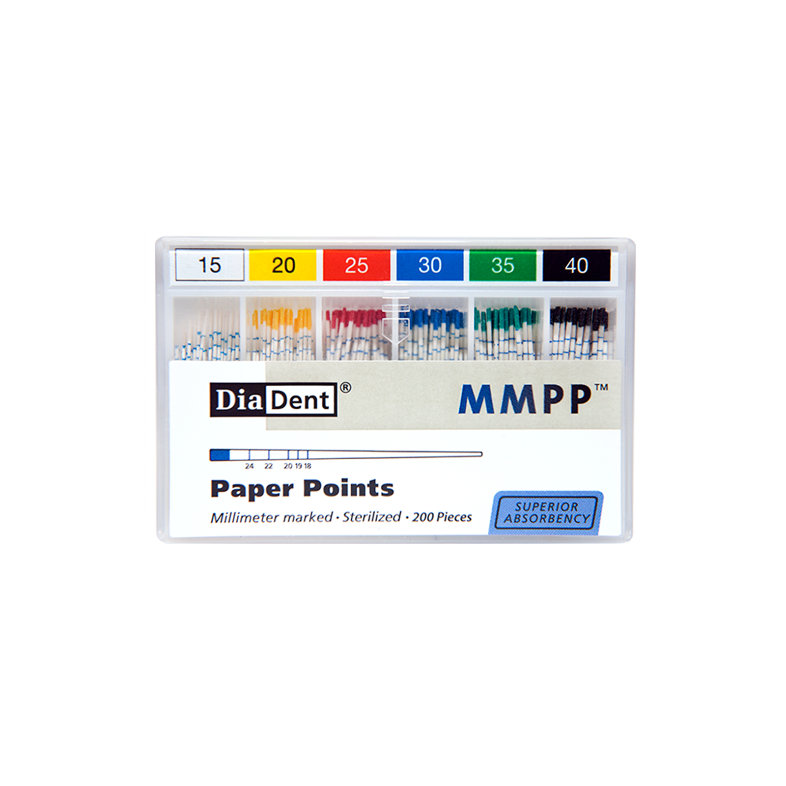 DiaDent mm-Marked Paper Points - (ISO Sizes/.02 Taper)